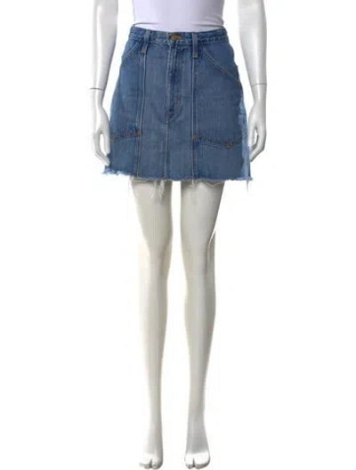 Pre-owned Re/done Distressed Accents Mini Skirt In Blue