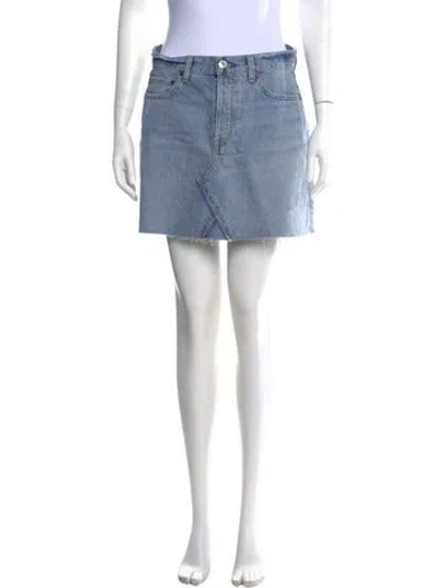 Pre-owned Re/done Distressed Accents Mini Skirt In Blue