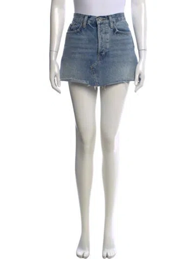 Pre-owned Re/done Distressed Accents Mini Skirt In Blue