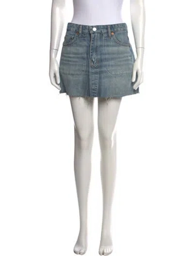 Pre-owned Re/done Distressed Accents Mini Skirt In Blue