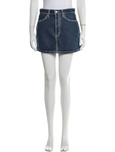 Pre-owned Re/done Distressed Accents Mini Skirt In Blue