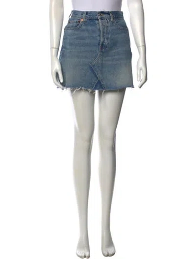 Pre-owned Re/done Distressed Accents Mini Skirt In Blue
