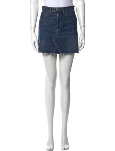 Pre-owned Re/done Distressed Accents Mini Skirt In Blue