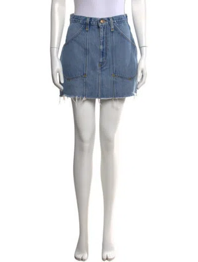 Pre-owned Re/done Distressed Accents Mini Skirt In Blue