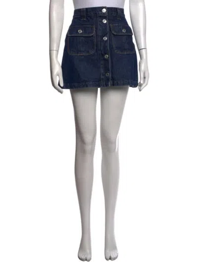 Pre-owned Re/done Distressed Accents Mini Skirt In Blue
