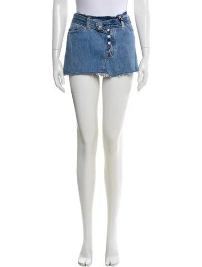 Pre-owned Re/done Distressed Accents Mini Skirt W/ Tags In Blue