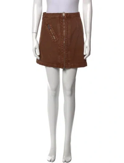 Pre-owned Re/done Distressed Accents Mini Skirt W/ Tags In Brown
