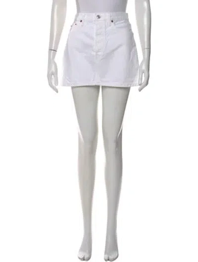 Pre-owned Re/done Distressed Accents Mini Skirt In White
