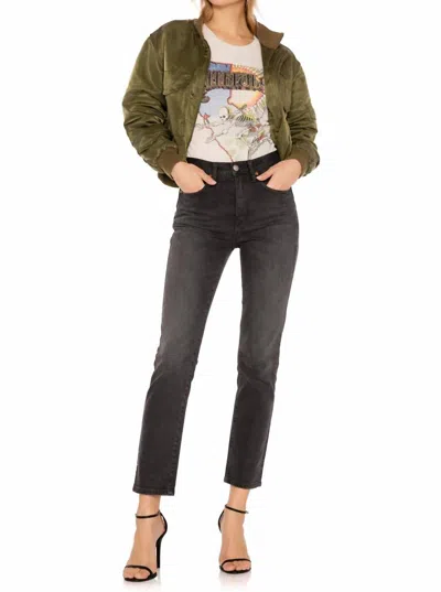 Re/done Double Needle Crop Jeans In Universal Coal In Black