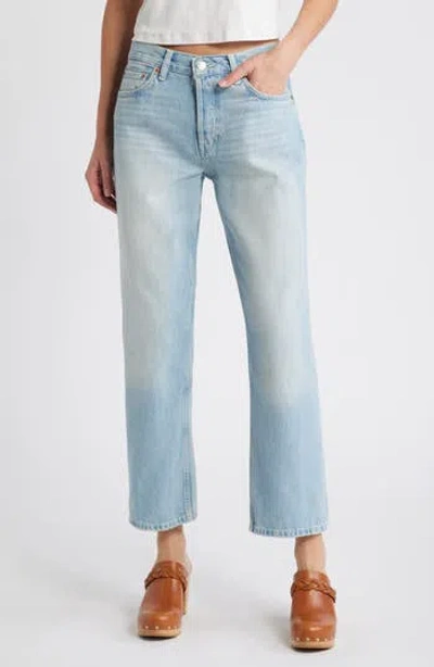 Re/done Easy High Waist Ankle Straight Leg Jeans In Blue