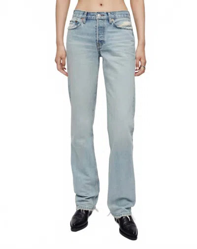 Re/done Easy Straight Jean In Ripped Tide In Blue