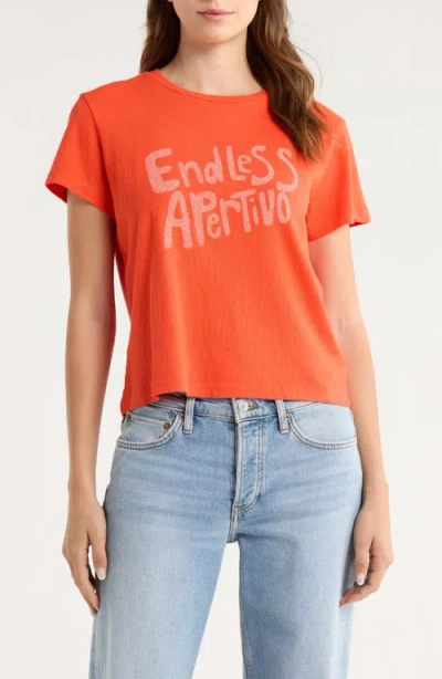 Re/done Endless Apertivo Graphic Cotton T-shirt In Orange