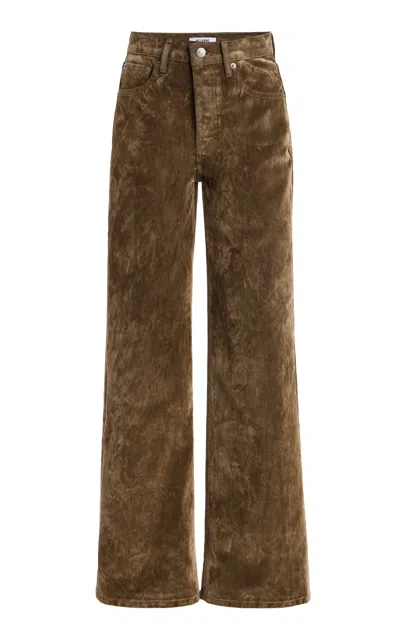 Re/done High Rise Wide Leg Jeans In Beige Flock In Brown