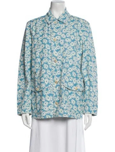 Pre-owned Re/done Floral Print Blazer In Blue