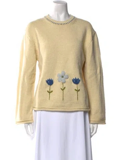 Pre-owned Re/done Floral Print Crew Neck Sweater In Yellow