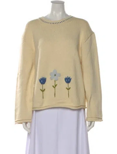 Pre-owned Re/done Floral Print Crew Neck Sweater In Yellow