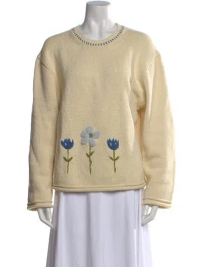 Pre-owned Re/done Floral Print Crew Neck Sweater In Yellow
