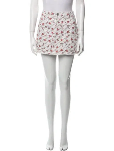 Pre-owned Re/done Floral Print Mini Skirt In White
