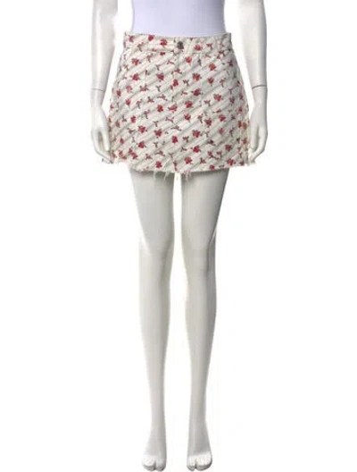 Pre-owned Re/done Floral Print Mini Skirt In White