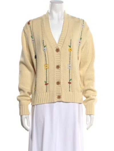Pre-owned Re/done Floral Print V-neck Sweater In Neutrals