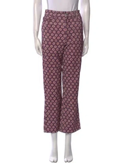 Pre-owned Re/done Floral Print Wide Leg Pants In Purple