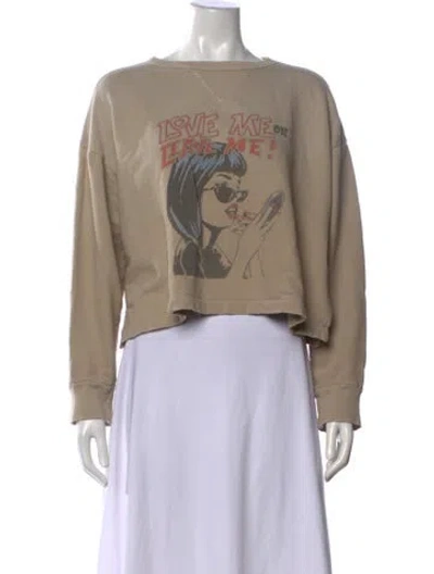 Pre-owned Re/done Graphic Print Crew Neck Crop Top In Brown