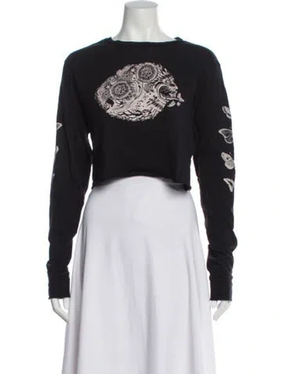 Pre-owned Re/done Graphic Print Crew Neck Crop Top In Gray