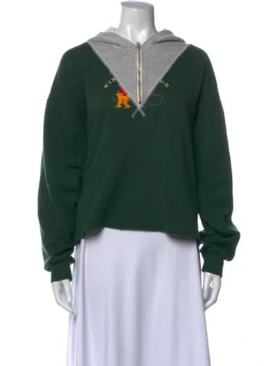 Pre-owned Re/done Graphic Print Crew Neck Hoodie In Green