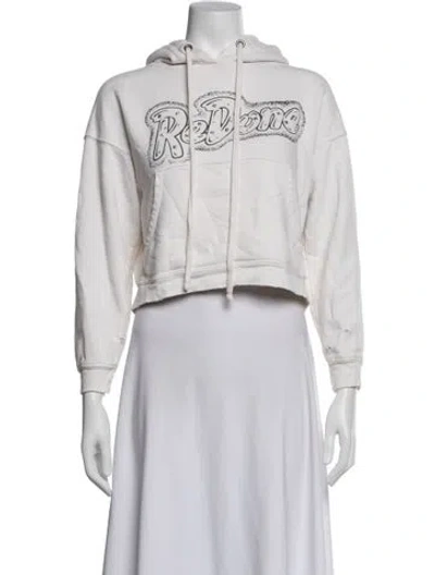Pre-owned Re/done Graphic Print Crew Neck Hoodie In White