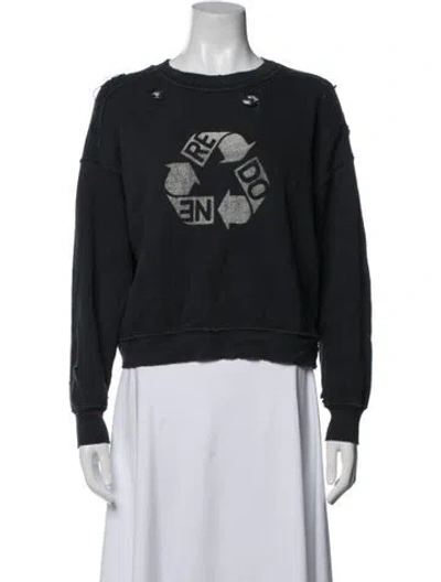 Pre-owned Re/done Graphic Print Crew Neck Sweater In Blue