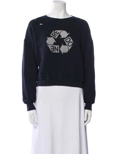 Pre-owned Re/done Graphic Print Crew Neck Sweatshirt In Black