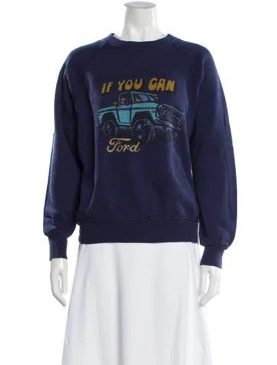 Pre-owned Re/done Graphic Print Crew Neck Sweatshirt In Blue