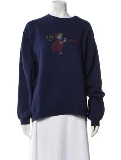 Pre-owned Re/done Graphic Print Crew Neck Sweatshirt In Blue