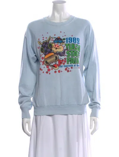 Pre-owned Re/done Graphic Print Crew Neck Sweatshirt In Blue