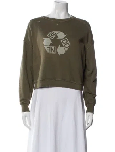 Pre-owned Re/done Graphic Print Crew Neck Sweatshirt In Green