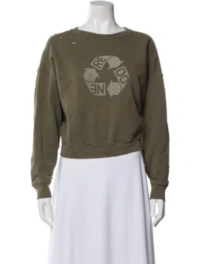 Pre-owned Re/done Graphic Print Crew Neck Sweatshirt In Green