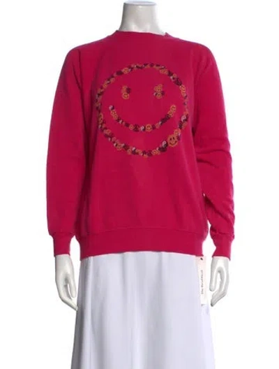 Pre-owned Re/done Graphic Print Crew Neck Sweatshirt In Pink