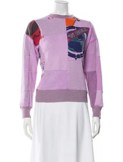 Pre-owned Re/done Graphic Print Crew Neck Sweatshirt In Purple