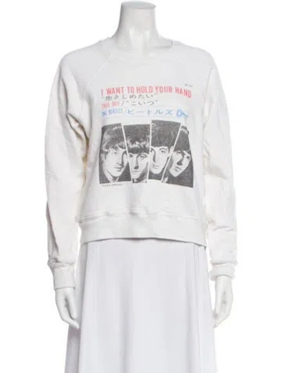 Pre-owned Re/done Graphic Print Crew Neck Sweatshirt In White