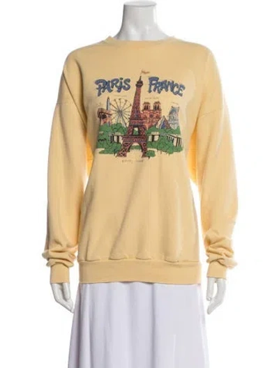 Pre-owned Re/done Graphic Print Crew Neck Sweatshirt In Yellow