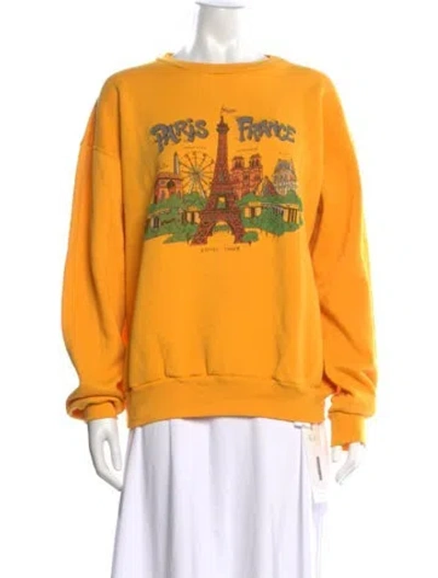 Pre-owned Re/done Graphic Print Crew Neck Sweatshirt In Yellow