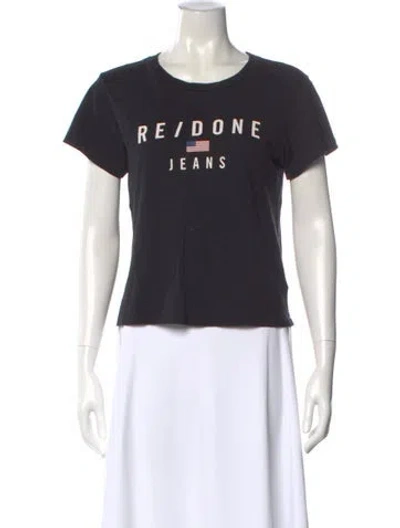 Pre-owned Re/done Graphic Print Crew Neck T-shirt In Black