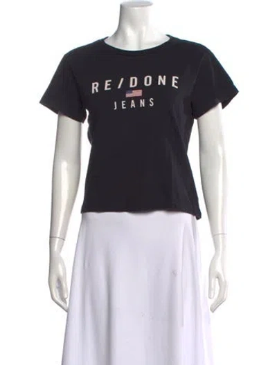 Pre-owned Re/done Graphic Print Crew Neck T-shirt In Black
