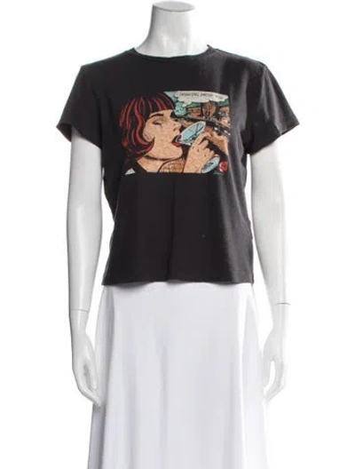 Pre-owned Re/done Graphic Print Crew Neck T-shirt In Black