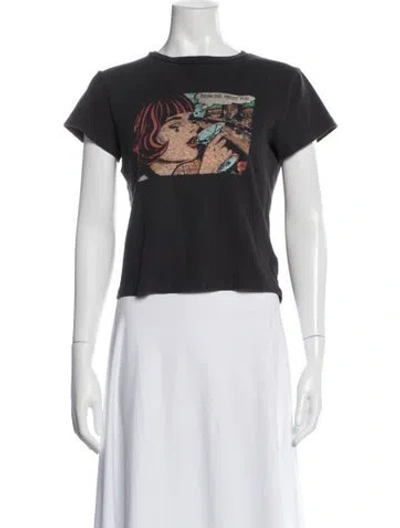 Pre-owned Re/done Graphic Print Crew Neck T-shirt In Black