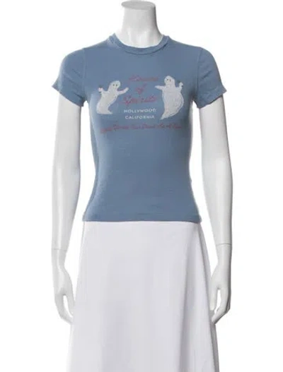 Pre-owned Re/done Graphic Print Crew Neck T-shirt In Blue