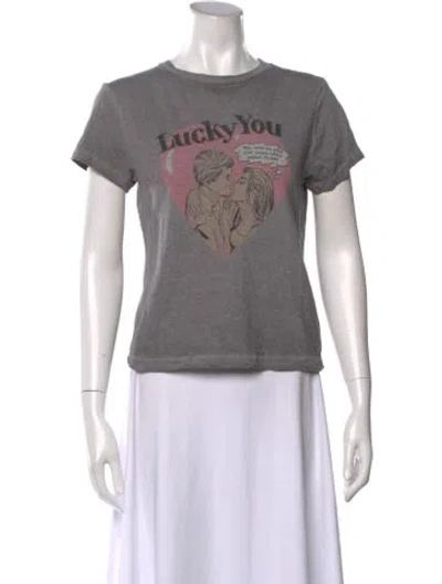 Pre-owned Re/done Graphic Print Crew Neck T-shirt In Gray