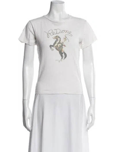 Pre-owned Re/done Graphic Print Crew Neck T-shirt In Neutral