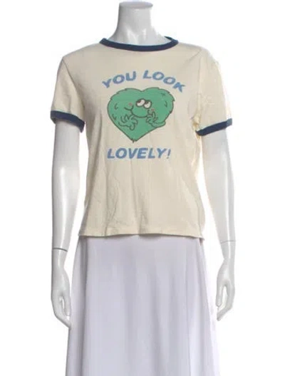Pre-owned Re/done Graphic Print Crew Neck T-shirt In Neutral