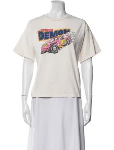 Pre-owned Re/done Graphic Print Crew Neck T-shirt In Neutral
